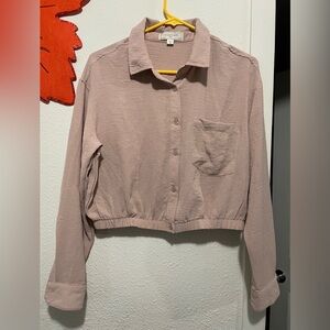 a new day Women's Dusty Pink Cropped Button-Up Shirt